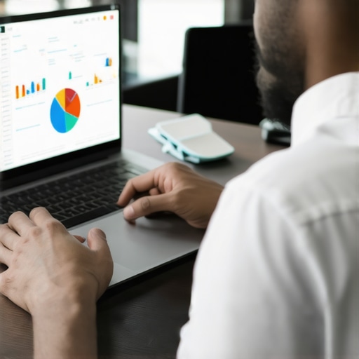 Analyzing GMB Engagement Metrics Digital marketer reviewing GMB engagement analytics on a laptop