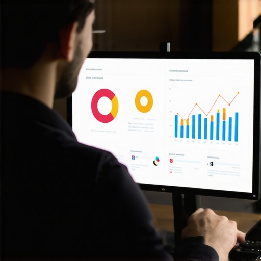 Digital marketer reviewing local SEO engagement data on a computer.
