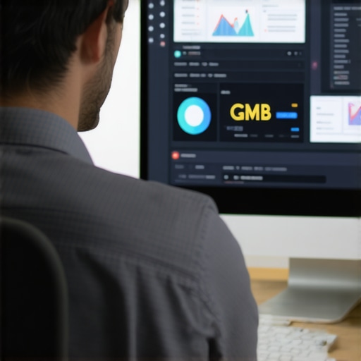 Analyzing GMB Insights for SEO Optimization Digital marketing professional reviewing Google My Business insights on a desktop computer.