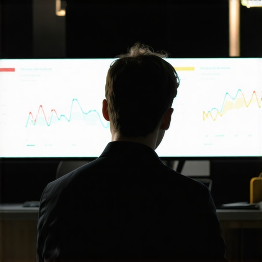 SEO analyst reviewing local search performance metrics during evening hours