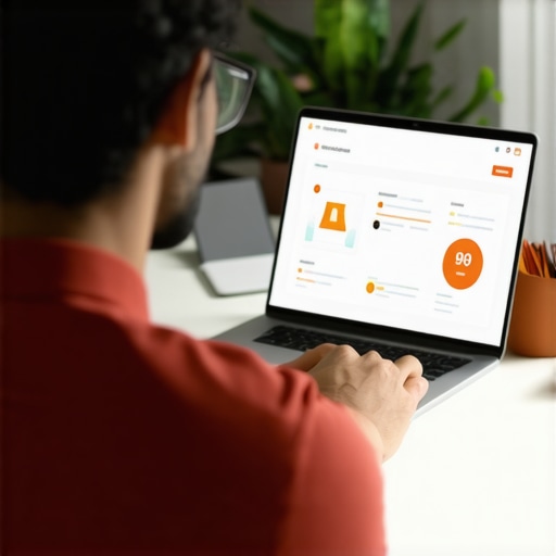 Analyzing GMB Data for Advanced SEO Strategies A marketer reviewing Google My Business analytics on a laptop in an office setting.