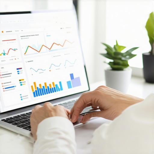 Person analyzing engagement data on a laptop with charts