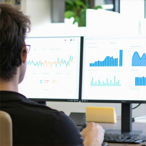 SEO professional analyzing GMB engagement data on a computer