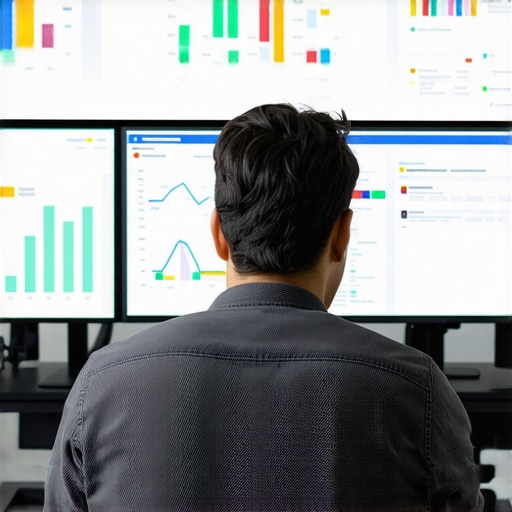 Person analyzing local SEO metrics and managing Google My Business activities