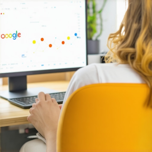 Person analyzing GMB engagement metrics on a computer screen.