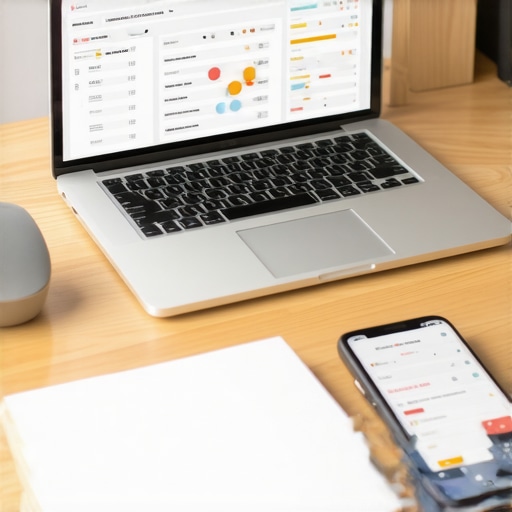 Desk setup with SEO tools and devices for managing Google My Business engagement.