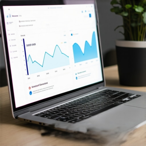 Effective GMB Management Workspace A person managing local SEO and GMB engagement through analytics tools on a laptop.