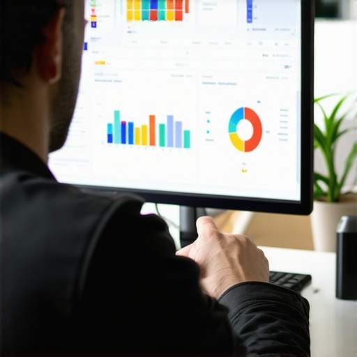 A person reviewing digital marketing analytics and maps on a laptop screen, focusing on local SEO metrics.