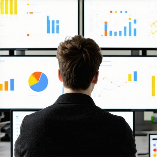 A person analyzing data and engagement metrics on multiple screens for local SEO optimization.