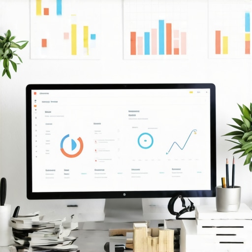 Computer displaying GMB analytics and engagement tools for local SEO