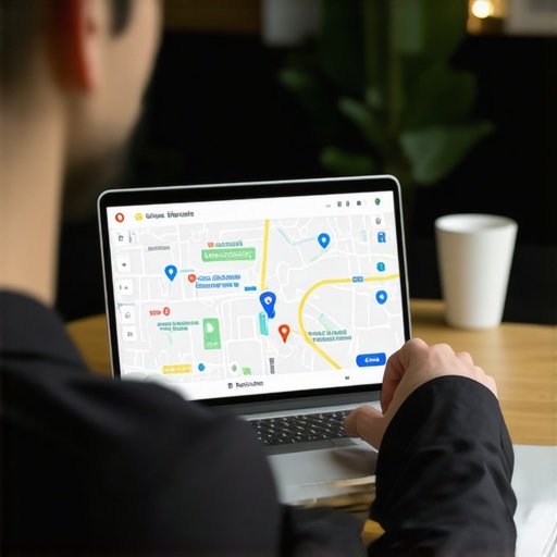 Business owner optimizing Google Map requests on a laptop