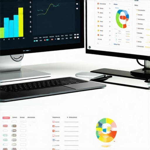 Office workspace with analytics and social media tools for local SEO management.