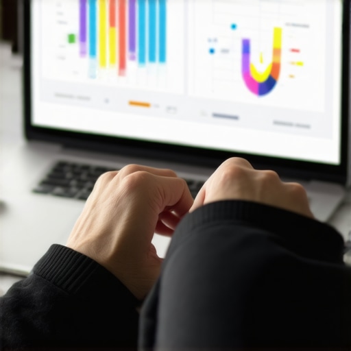 Person reviewing local SEO metrics on a laptop with graphs and data charts.