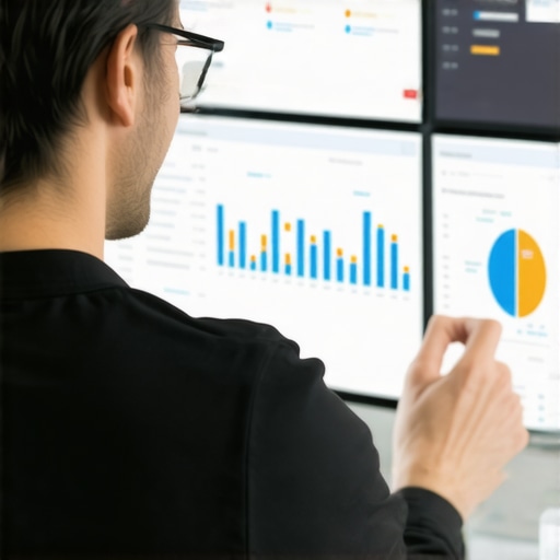 Person reviewing detailed local SEO engagement metrics on multiple monitors