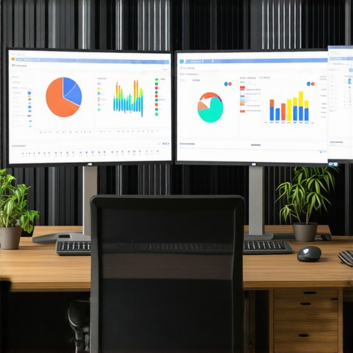 Person analyzing GMB engagement data on multiple screens.