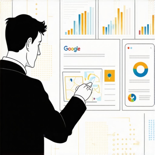 Business analyst reviewing Google My Business analytics showing engagement metrics