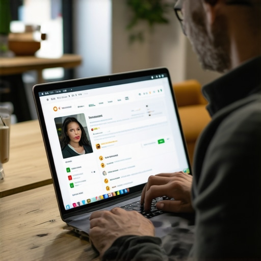 Business owner replying to reviews on GMB via laptop