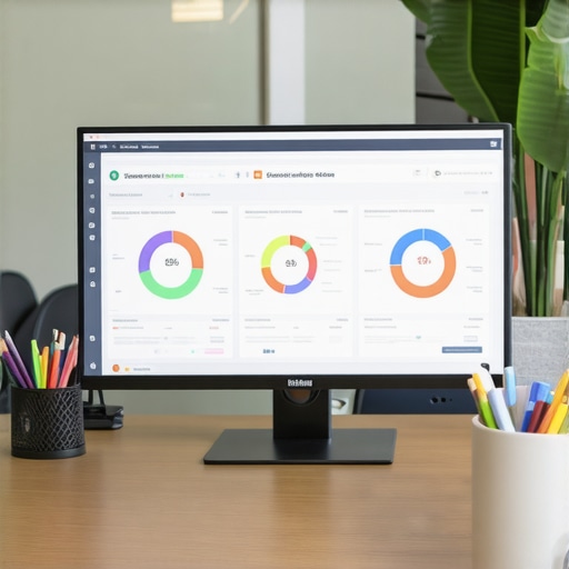 A workspace with screens showing engagement monitoring and automation dashboards.