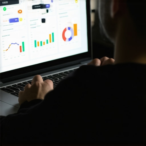 Person analyzing local SEO data on a laptop with charts and graphs.