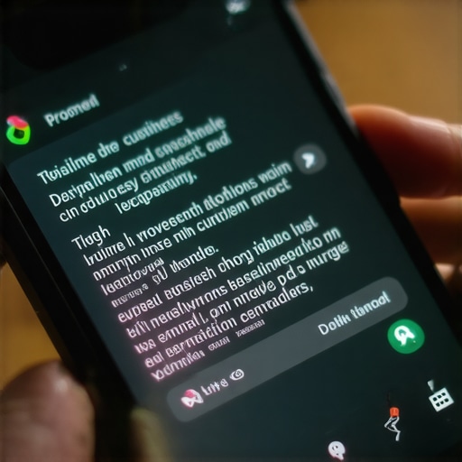 Smartphone displaying a business text message thread