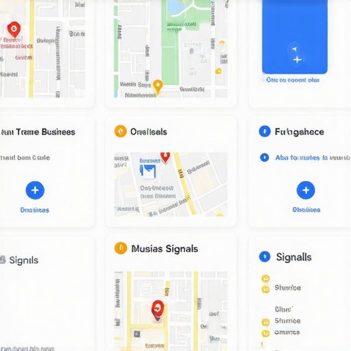 Infographic illustrating diverse GMB map interactions like clicks, route requests, photo engagement, and area exploration.