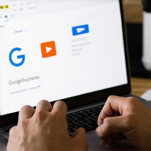 Person editing Google My Business description on a laptop for better engagement.